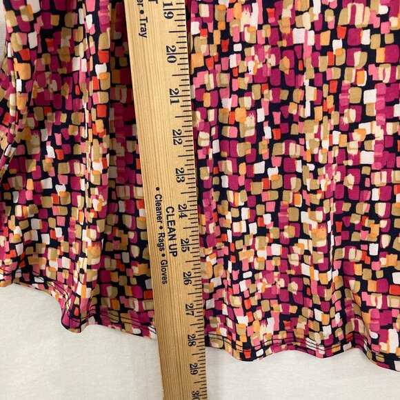 Cocomo Large Multi Color Split Neck Rolled Sleeve Pintuck Popover Blouse Office - Picture 5 of 10